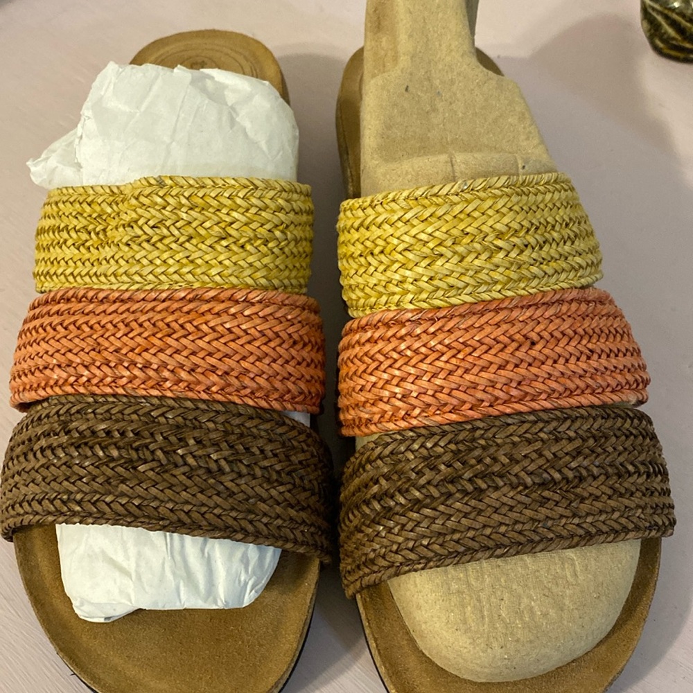 Taos sandals in good shape, well cared for.  Size is a 42.  Fits more like a 10